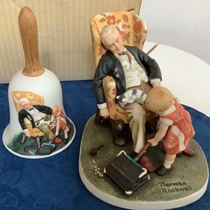 Norman Rockwell’s “Grandpa’s Guardian” Bell and Figurine set